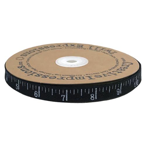 Antique Ruler Twill Tape Black & White