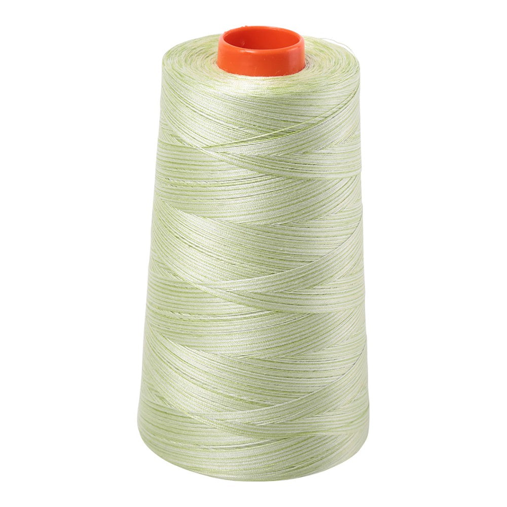 Aurifil 50wt cotton thread cone in Variegated Light Spring Green 3320