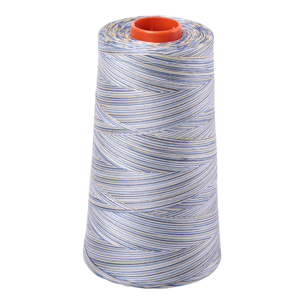 Aurifil 50wt cotton thread cone in Variegated Lemon Blueberry 4649