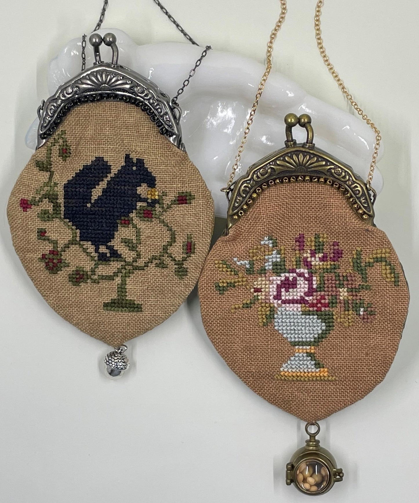 Black Squirrel and Flower Vase Scissors Purses