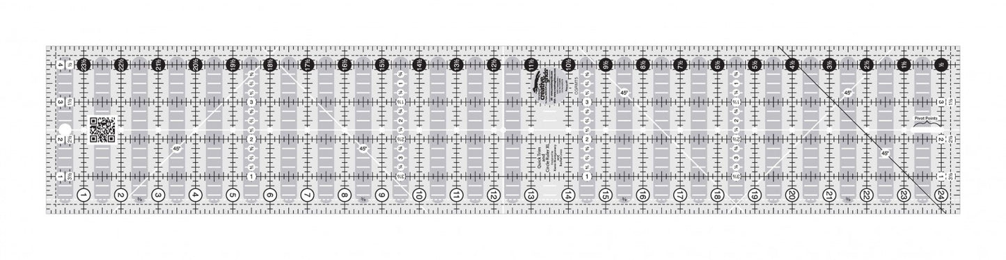 Creative Grids Quick Trim And Circle Quilt Ruler Two 4-1/2in x 24-1/2in