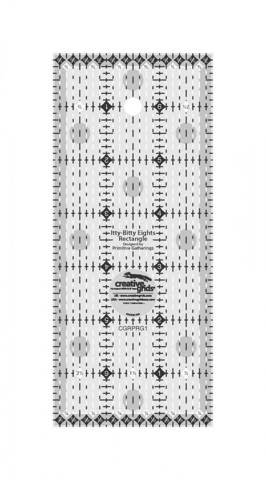 Creative Grids Itty-Bitty Eights Rectangle Ruler 3in x 7in Quilt Ruler