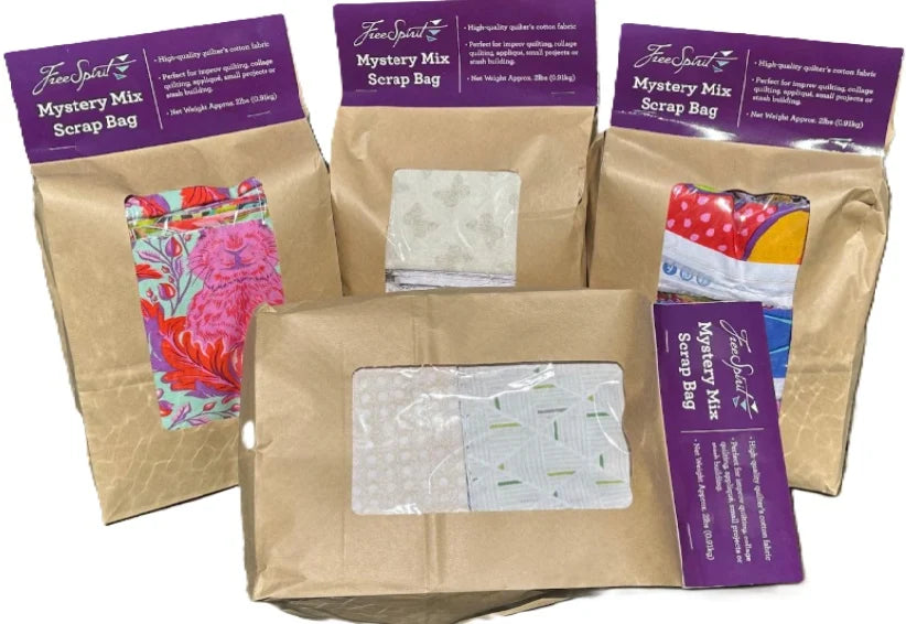 FreeSpirit Mystery Mix Cotton Fabric Scrap Bag 2lbs - Assorted Quilting Fabric