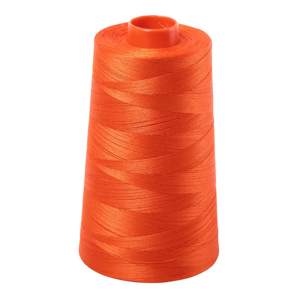 Aurifil 50wt cotton thread cone in Neon Orange 1104