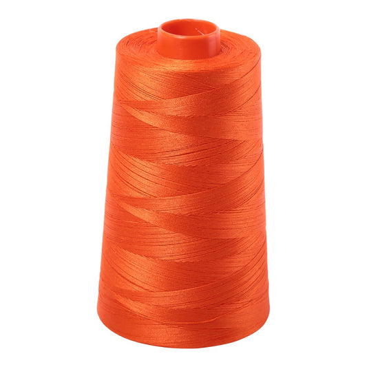 Aurifil 50wt cotton thread cone in Neon Orange 1104