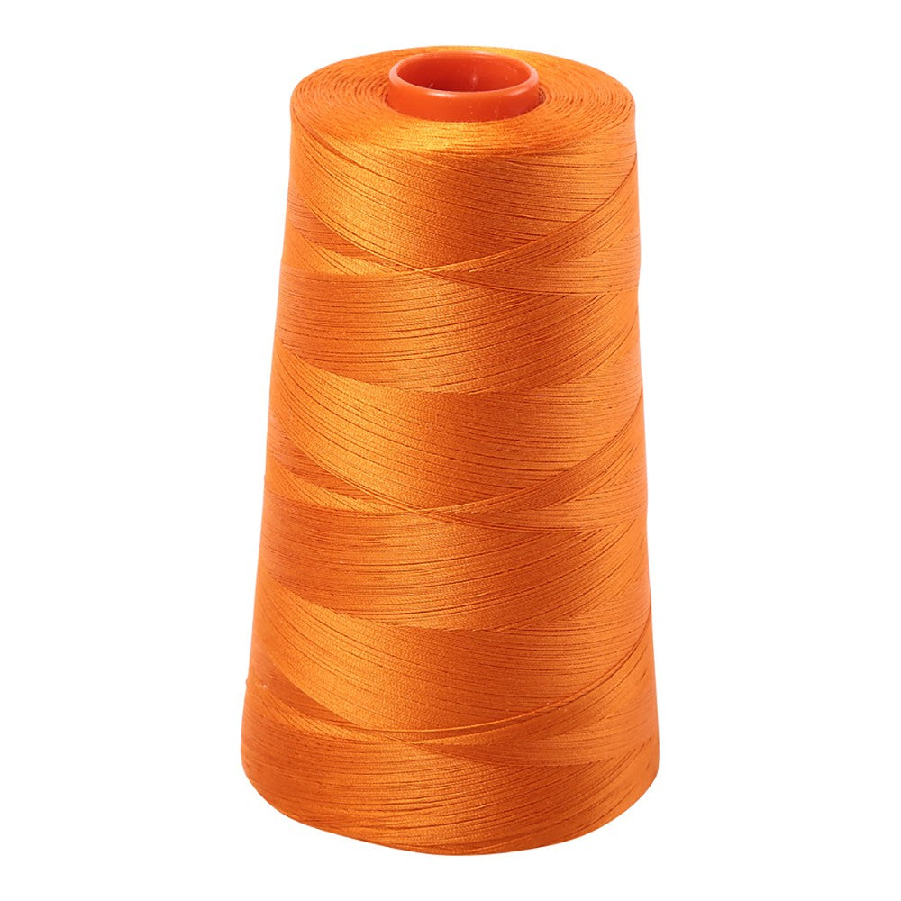 Aurifil 50wt cotton thread cone in Bright Orange 1133