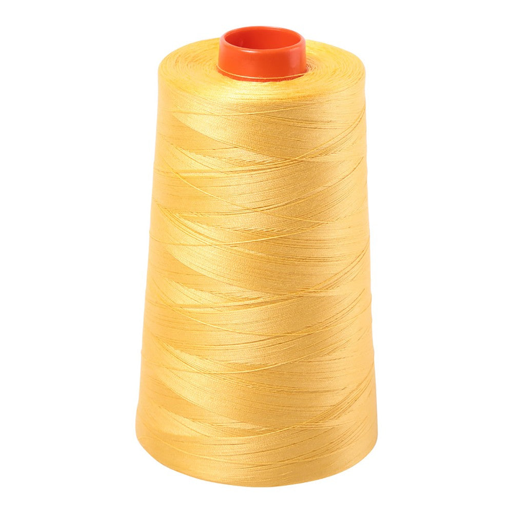Aurifil 50wt cotton thread cone in Pale Yellow 1135