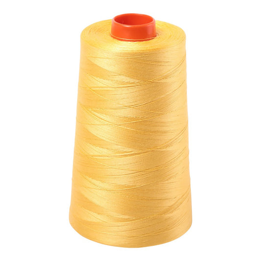Aurifil 50wt cotton thread cone in Pale Yellow 1135