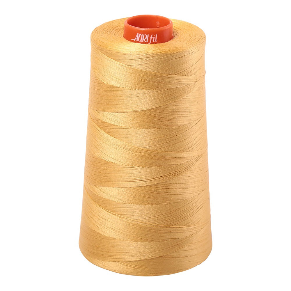 Aurifil 50wt cotton thread cone in Spun Gold 2134