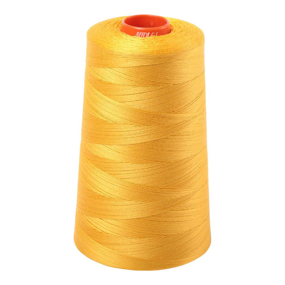 Aurifil 50wt cotton thread cone in Yellow 2135
