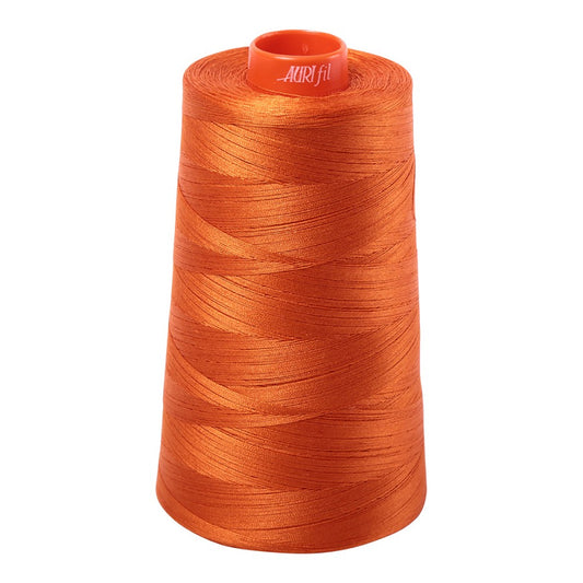 Aurifil 50wt cotton thread cone in Orange 2235