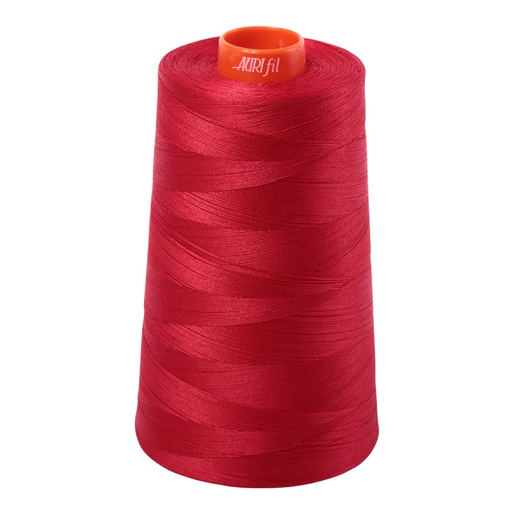 Aurifil 50wt cotton thread cone in Red 2250