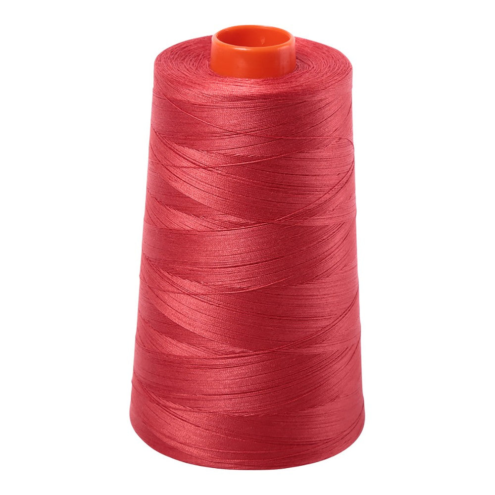 Aurifil 50wt cotton thread cone in Dark Red Orange 2255