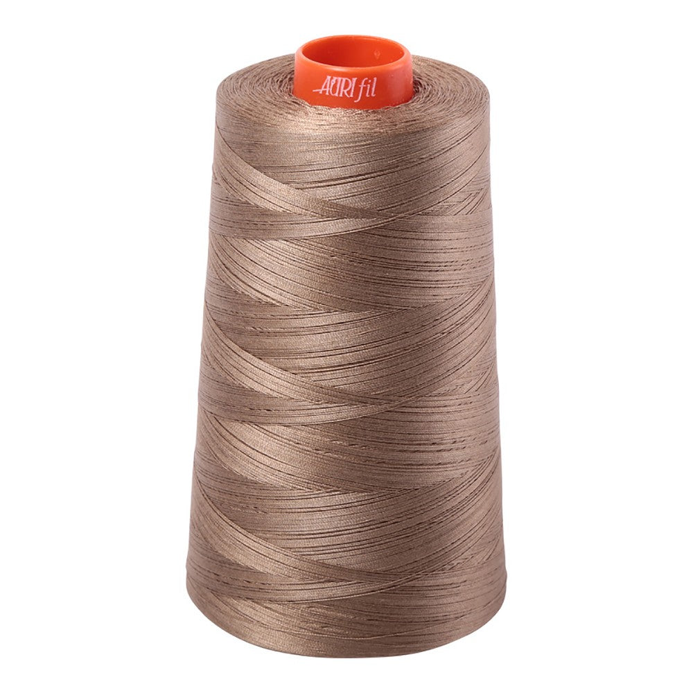 Aurifil 50wt cotton thread cone in Sandstone 2370