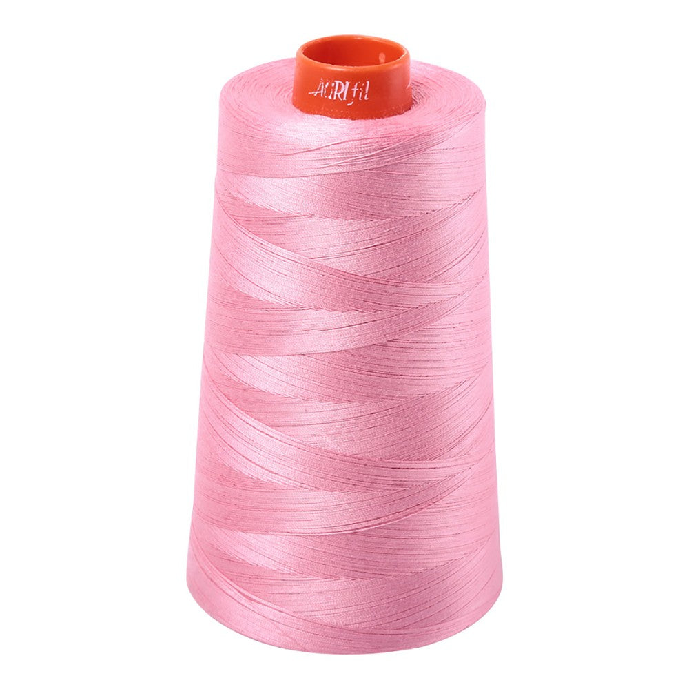 Aurifil 50wt cotton thread cone in Bright Pink 2425