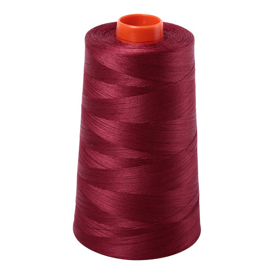 Aurifil 50wt cotton thread cone in Dark Carmine Red 2460