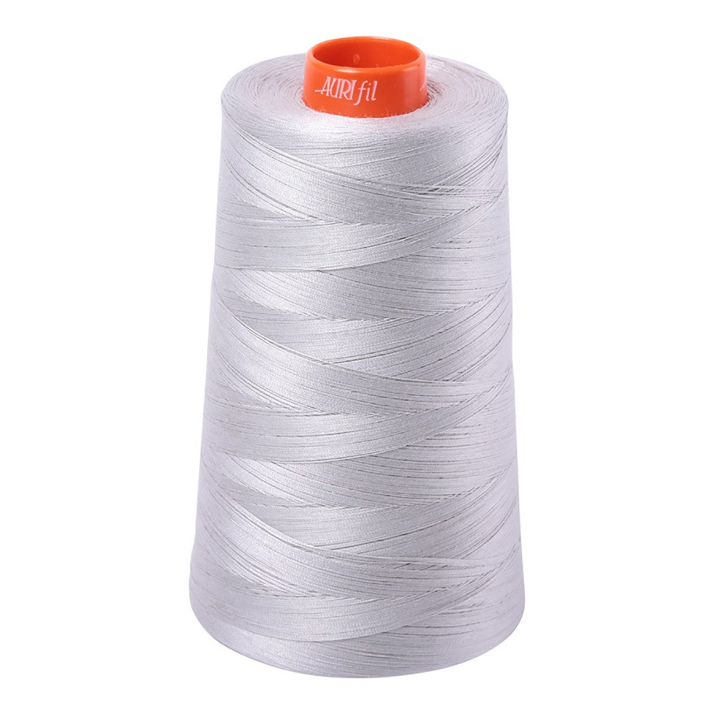 Aurifil 50wt cotton thread cone in Aluminium 2615