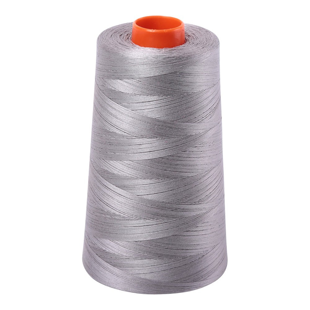 Aurifil 50wt cotton thread cone in Stainless Steel 2620
