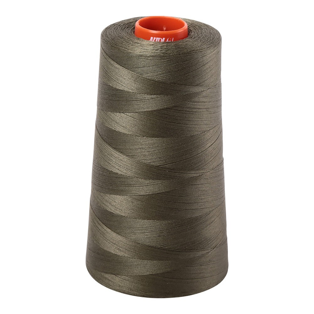Aurifil 50wt cotton thread cone in Army Green 2905