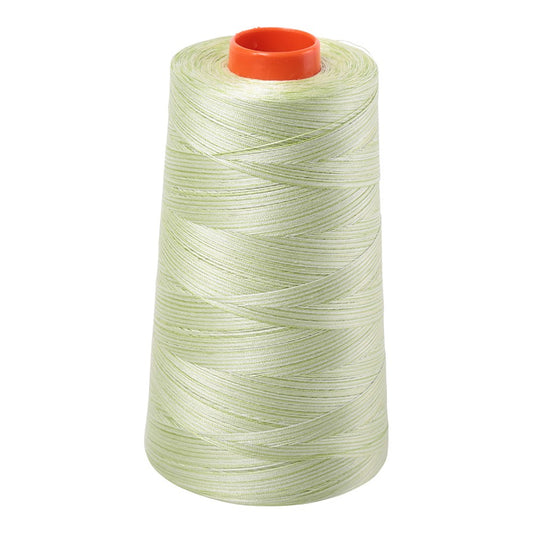 Aurifil 50wt cotton thread cone in Variegated Light Spring Green 3320