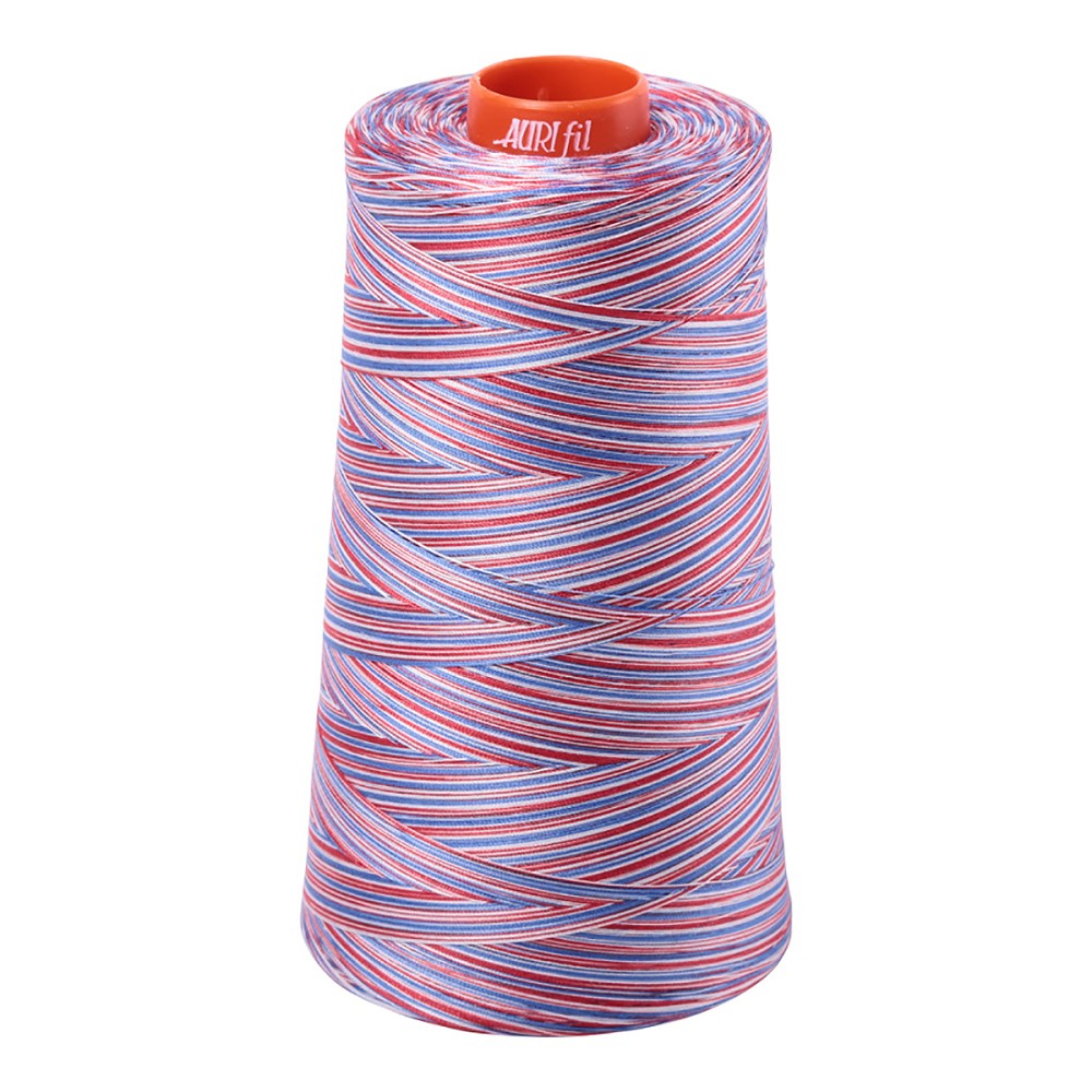 Aurifil 50wt cotton thread cone in Variegated Liberty 3852