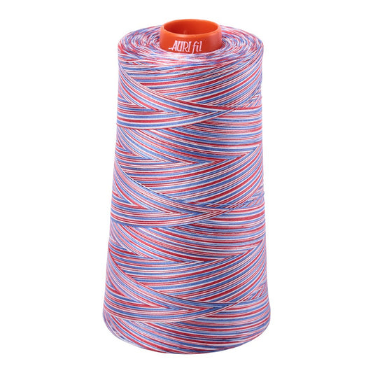 Aurifil 50wt cotton thread cone in Variegated Liberty 3852