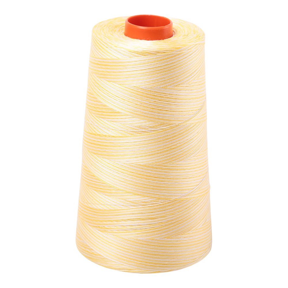 Aurifil 50wt cotton thread cone in Variegated Lemon Ice 3910