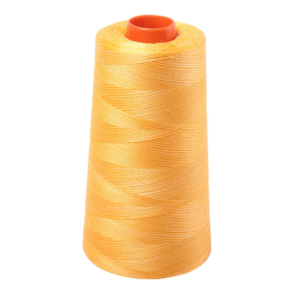 Aurifil 50wt cotton thread cone in Variegated Golden Glow 3920