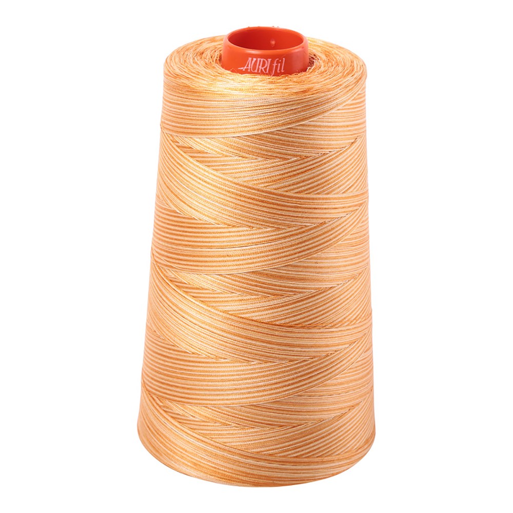 Aurifil 50wt cotton thread cone in Variegated Creme Brulee 4150