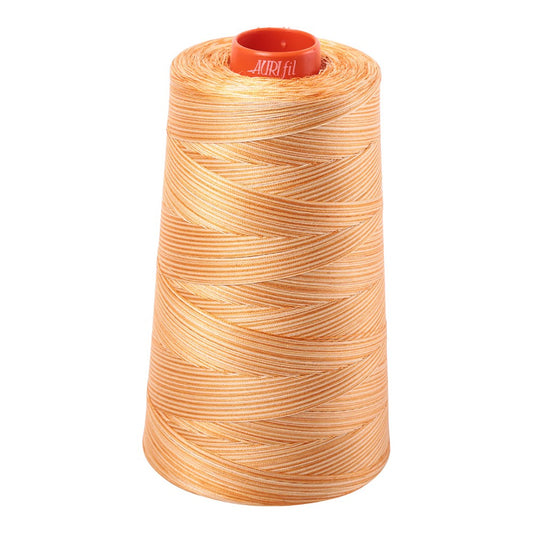 Aurifil 50wt cotton thread cone in Variegated Creme Brulee 4150