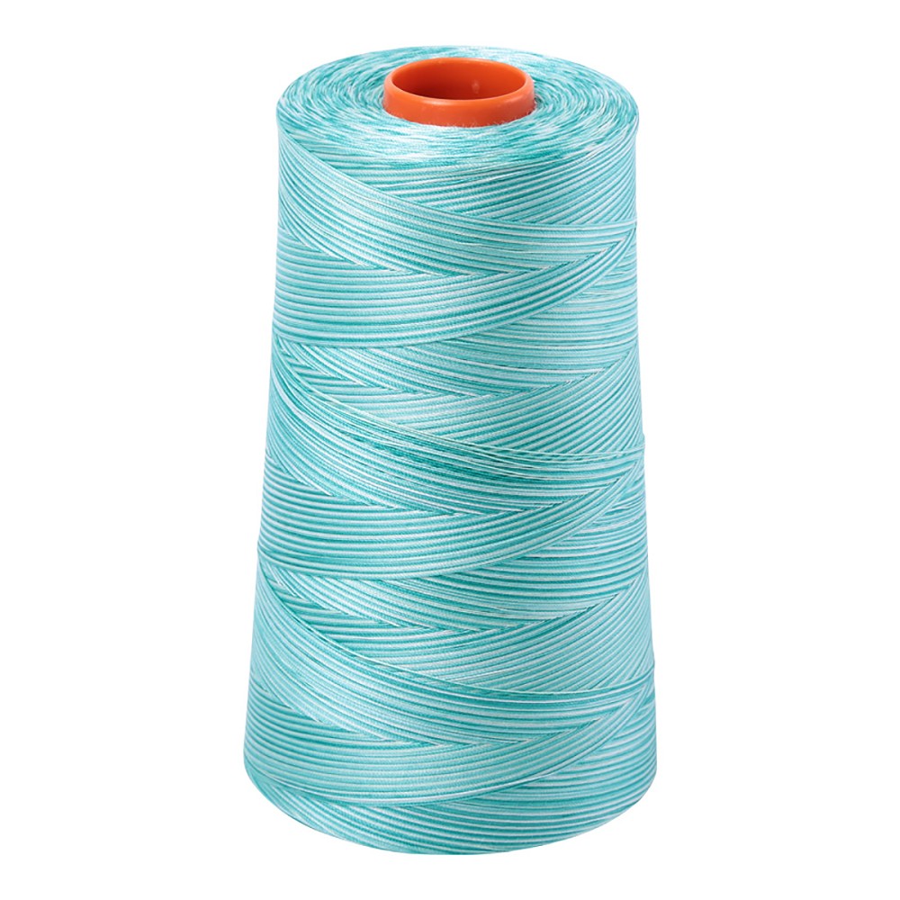 Aurifil 50wt cotton thread cone in Variegated Turquoise Foam 4654
