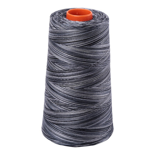 Aurifil 50wt cotton thread cone in Variegated Graphite 4665