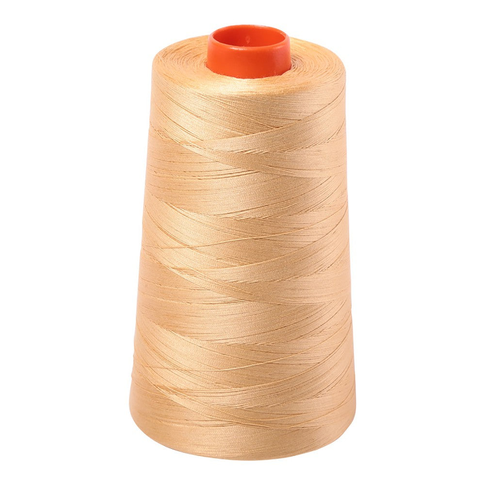 Aurifil 50wt cotton thread cone in Ocher Yellow 5001