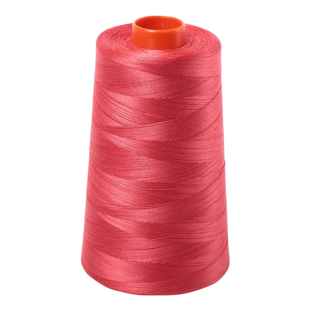Aurifil 50wt cotton thread cone in Medium Red 5002