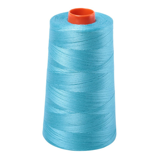 Aurifil 50wt cotton thread cone in Bright Turquoise 5005