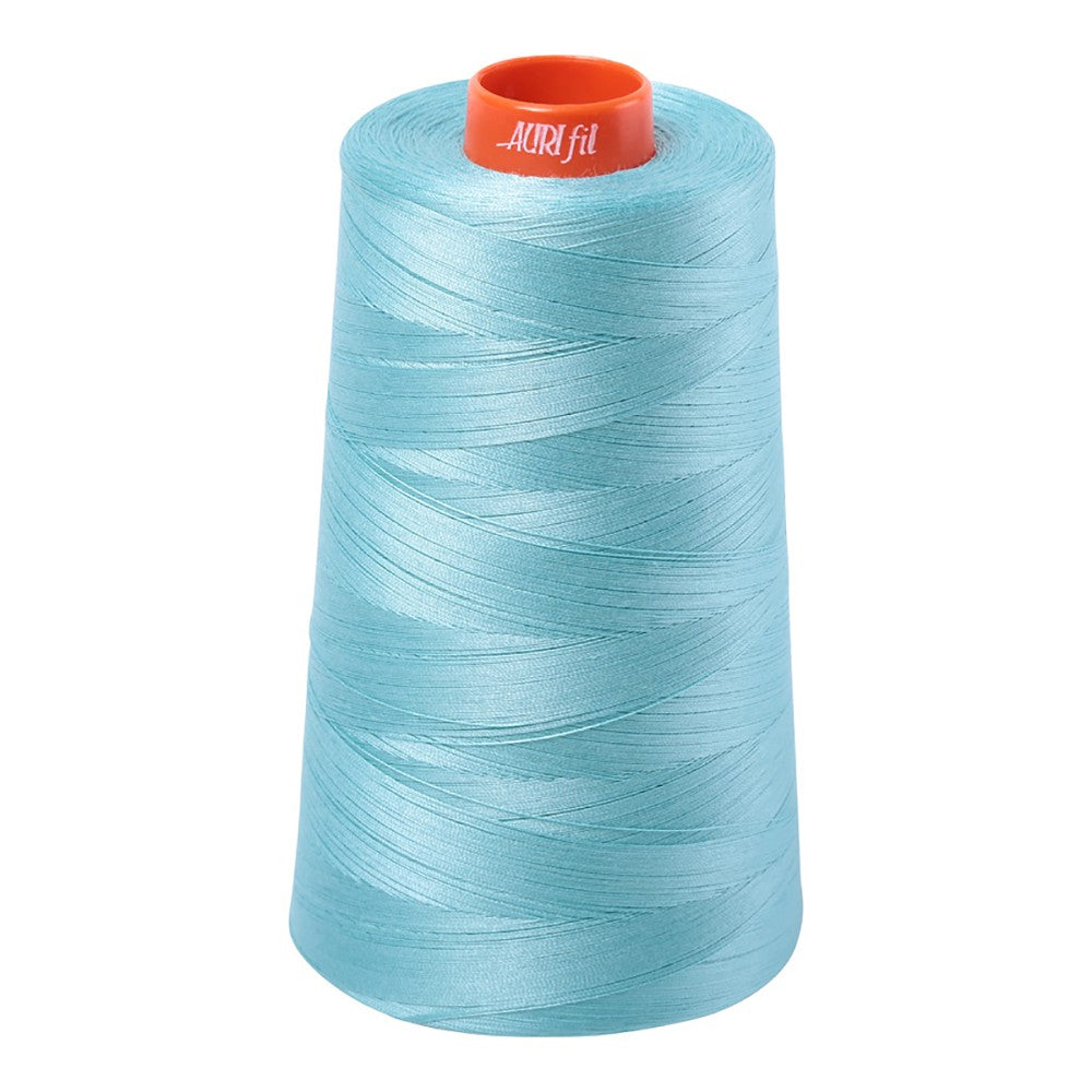 Aurifil 50wt cotton thread cone in Light Turquoise 5006