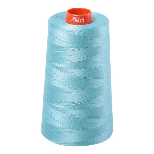 Aurifil 50wt cotton thread cone in Light Turquoise 5006