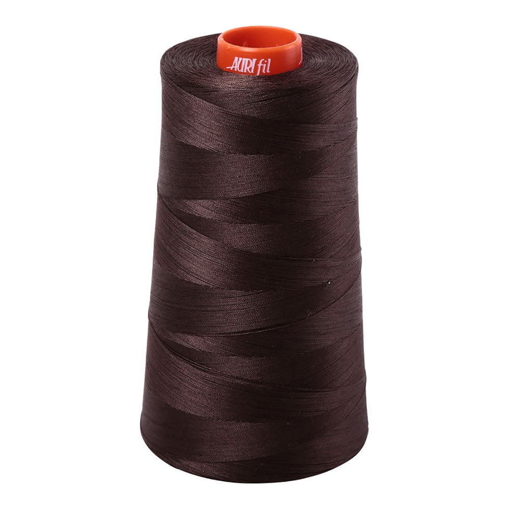 Aurifil 50wt cotton thread cone in Dark Brown 5024