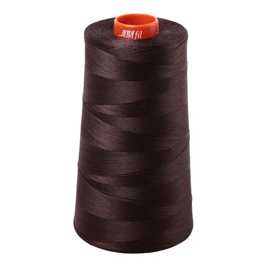 Aurifil 50wt cotton thread cone in Dark Brown 5024