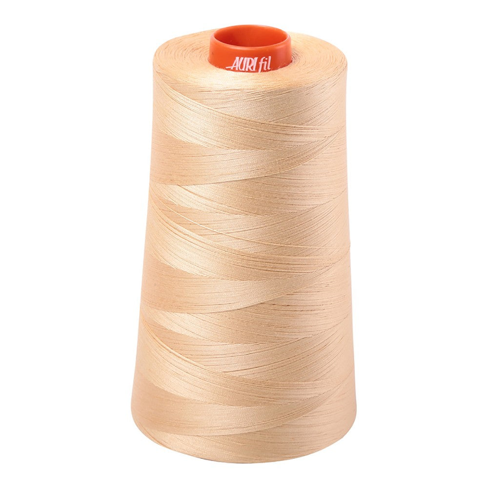 Aurifil 50wt cotton thread cone in Light Caramel 6001