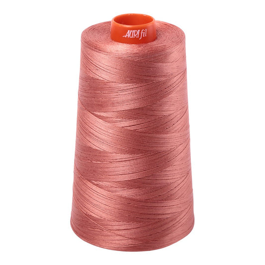 Aurifil 50wt cotton thread cone in Cinnabar 6728