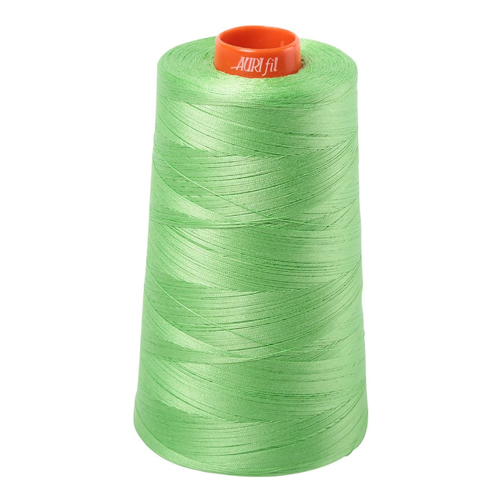 Aurifil 50wt cotton thread cone in Shamrock Green 6737