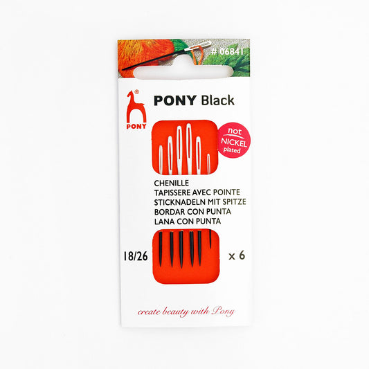 Pony Black Chenille Embroidery Needles with white eye