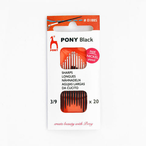 Pony Black Sharps Hand Sewing Needles with White Eye