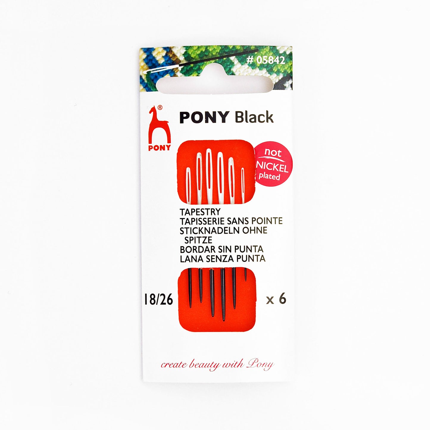 Pony Black Tapestry Embroidery Needles with white eye