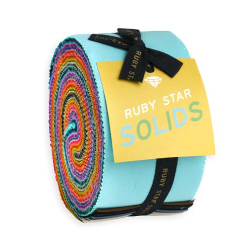 Ruby Star Solids Jelly Roll of 2.5-inch solid fabric strips by Ruby Star Society for Moda