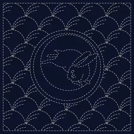 Sashiko Cloth Tsuki-ni Usagi