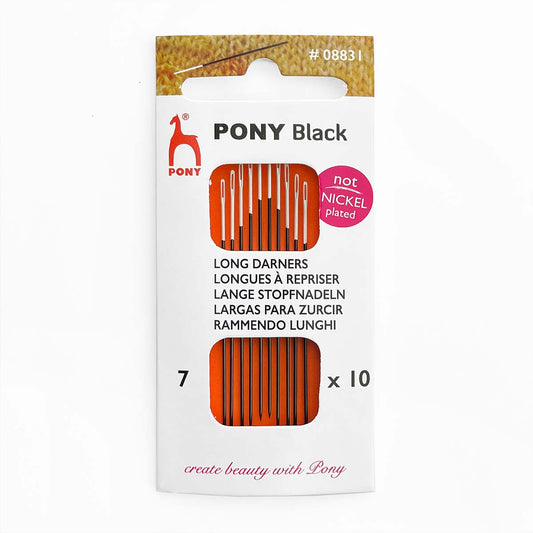 Pony Black Long Darners Sewing Needles with white eye